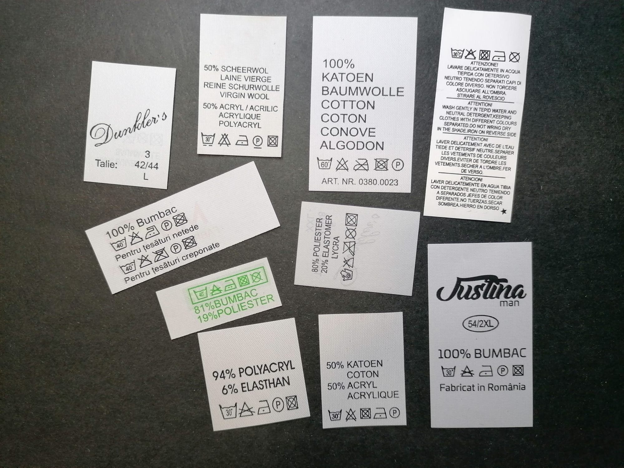 Etichete textile personalizate — proiect 10 realizat de ETICHETT PROD Cluj
